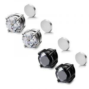 Fashion Square Titanium Steel Without Piercing Magnet Ear Studs