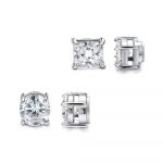 Fashion Square Titanium Steel Without Piercing Magnet Ear Studs
