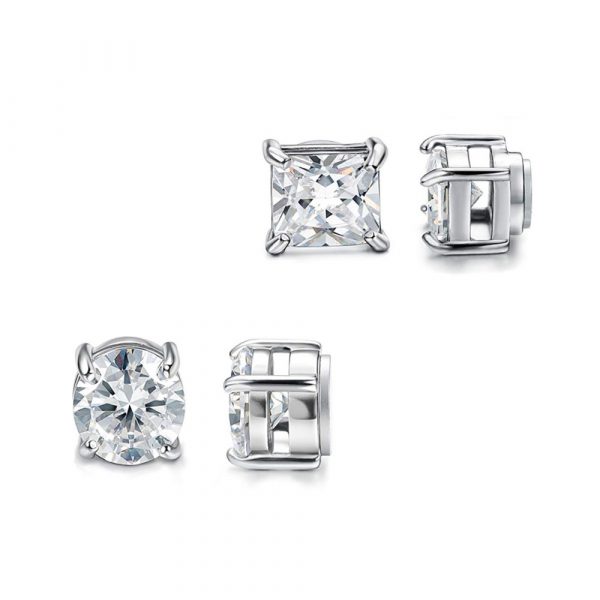 Fashion Square Titanium Steel Without Piercing Magnet Ear Studs