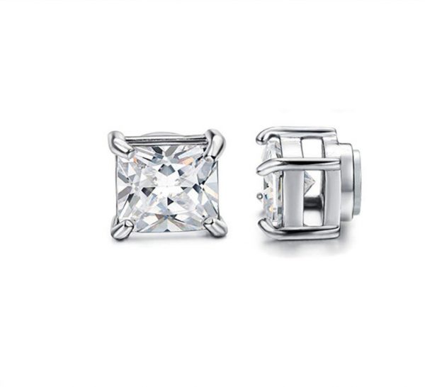 Fashion Square Titanium Steel Without Piercing Magnet Ear Studs